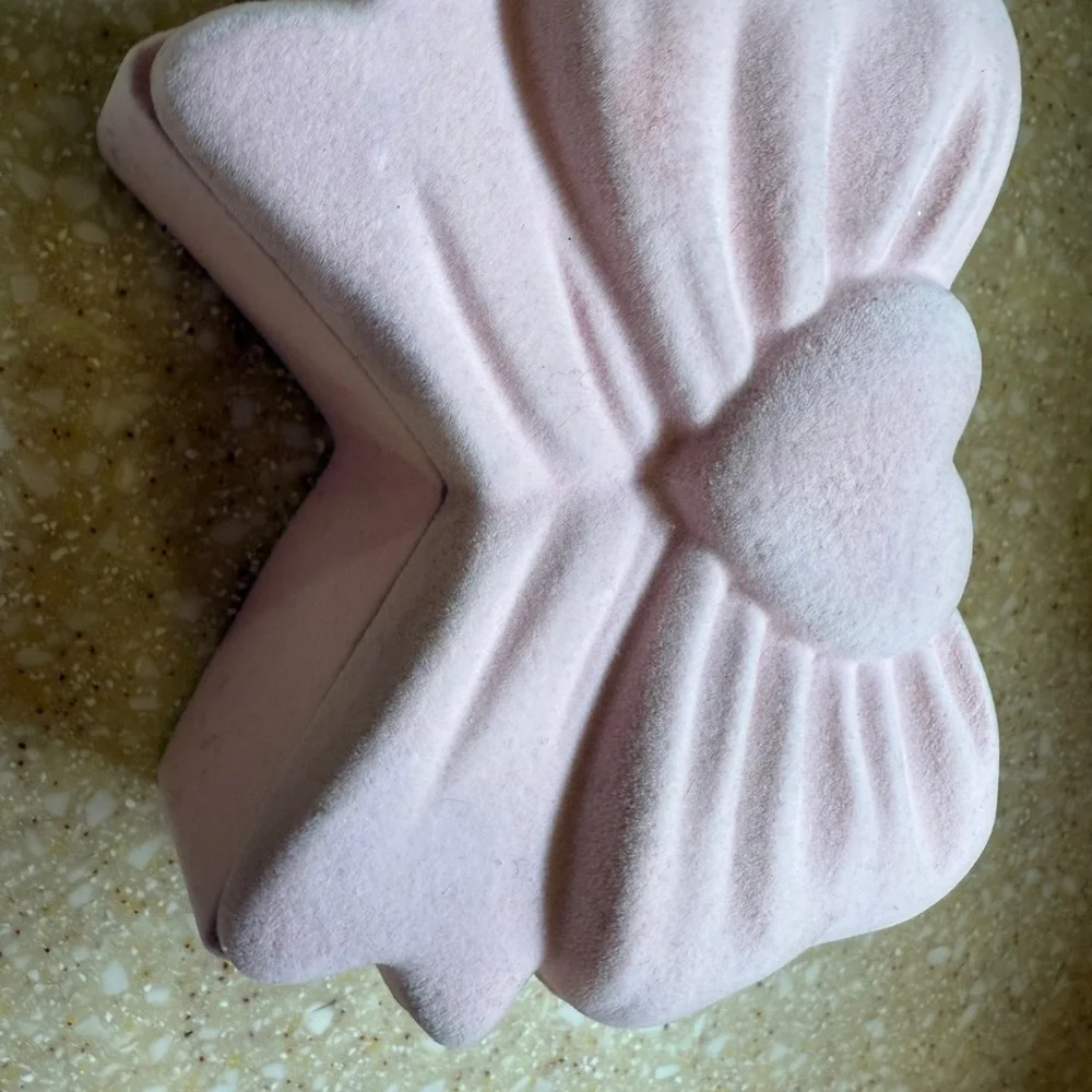 Pink Heart Bow Shaped Jewelry Box Hinged Trinket Storage Case
